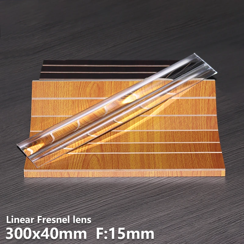 Linear Fresnel lens 300x40mm F15mm  Special lighting Striped spot  Precision inspection UV curing lamp Wall lamp  Customizable