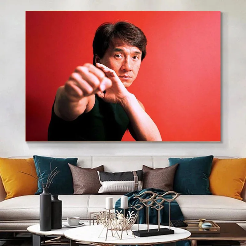 Kung Fu Martial Arts Movie Star Jackie Chan Canvas Painting Pictures and Posters Wall Art Poster for Living Room Home Decor