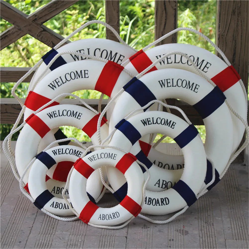 Mediterranean Style Welcome Aboard Nautical Life Lifebuoy Ring Boat Wall Hanging Home Decoration