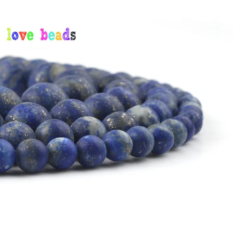 AAA Natural Lapis Lazuli Stone Beads Dull Polish Matte Stone Round Bead for jewelry Making DIY Bracelet Necklace 15\'\'Strand