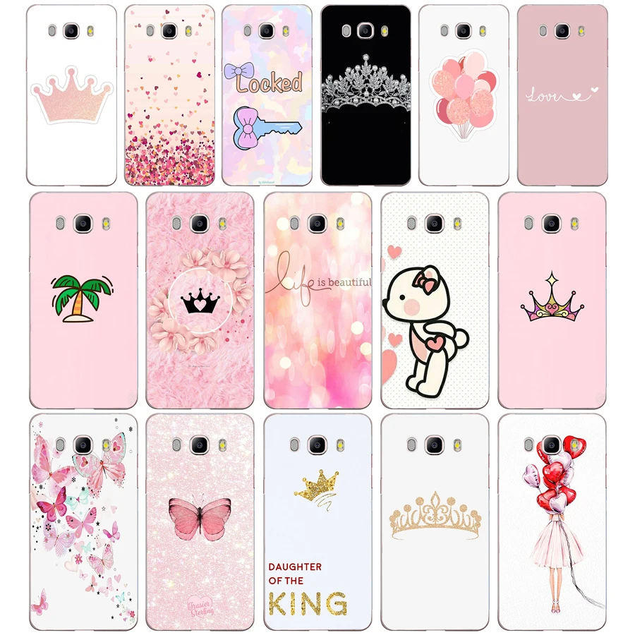 346FG pink Crown Princess Luxury design Soft Silicone Tpu Cover phone Case for Samsung j3 j5 j7 2016 2017 j330 j2 j6 Plus 2018