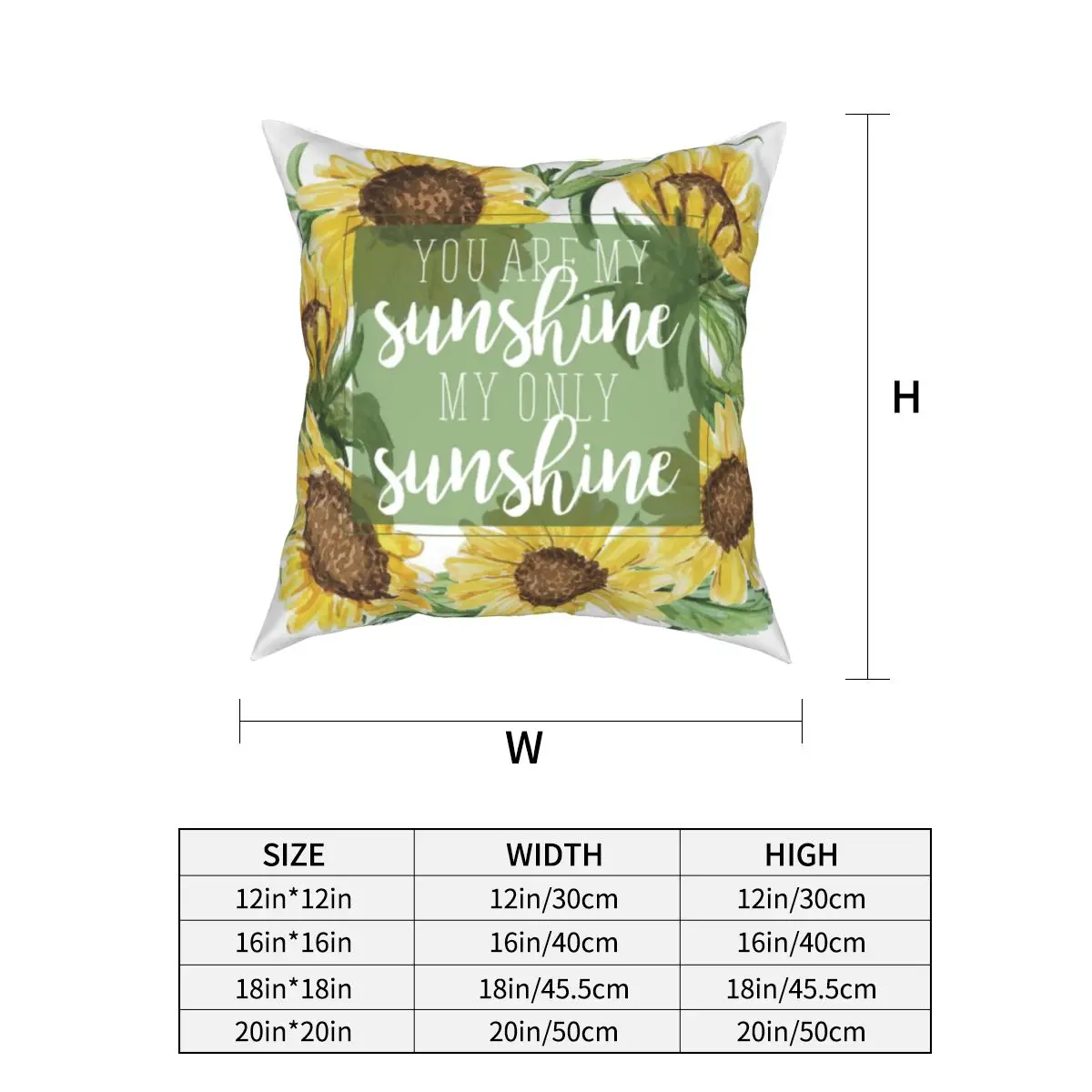 You Are My Sunshine Floral Pillowcase Cushion Cover Decor Sunflower Flower Summer Daisy Pillow Case Cover Seater 40X40cm