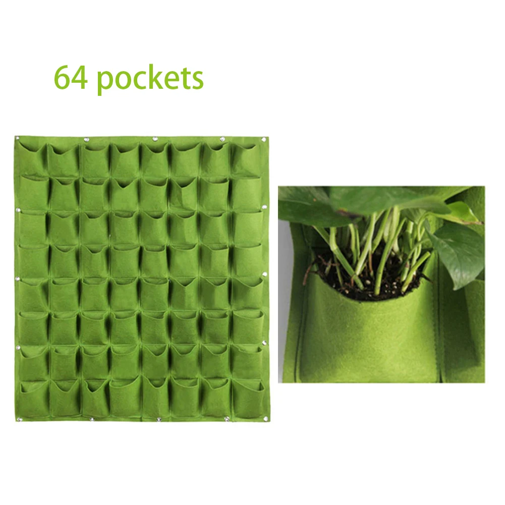 

64 Pockets Wall-mounted Grow Bags Wall Hanging Planting Bags Vertical Flower Plant Nursery Pot Garden Supplies Jardinage Yard