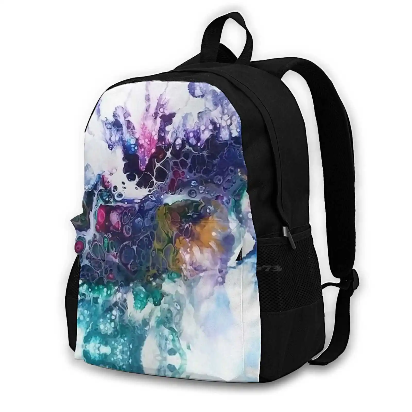 Mochila de grande capacidade para escola, 15 polegadas, floresta, céu, oceano, paisagem de água, sonhos, fantasia Cottage, camping, abstrato