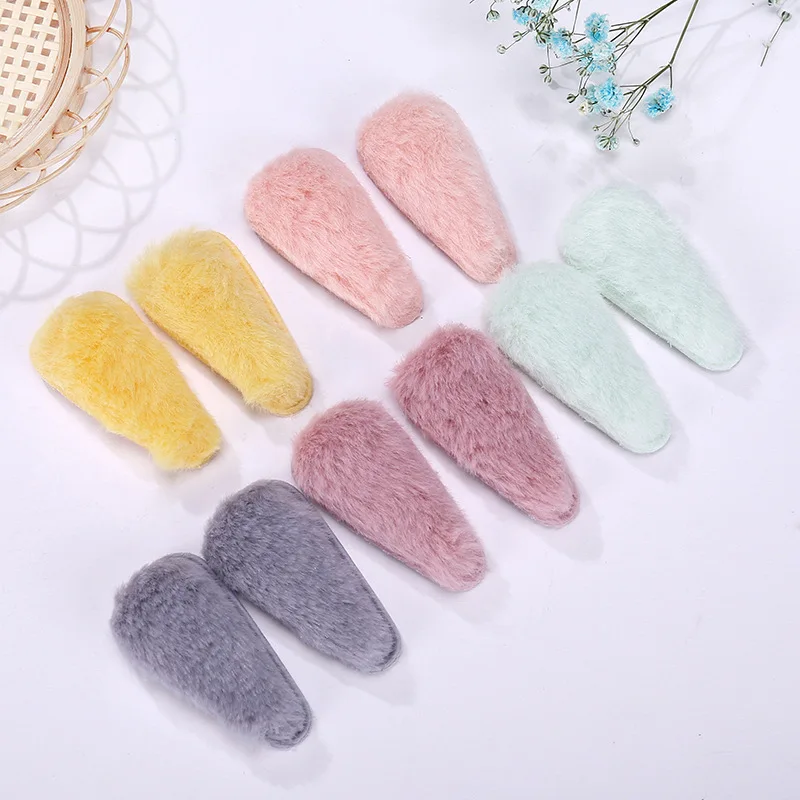 40pcs/lot 5.5cm Imitation rabbit furry BB Hair Clip Cover Padded Appliques without clip for DIY handmade Hair clip Accessories