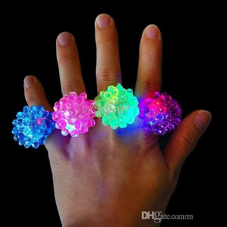 

New Strawberry LED Flashing Finger Ring Bar DJ Rave Toys Light Up Elastic Rubber Blinking Ring for Prom Party Christmas Gifts