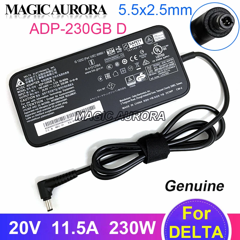 

Original DELTA 20V 11.5A 230W Charger Adapter ADP-230GB D For MSI GP76 GE76 GE66 GS66 GL75 Gaming Laptop Power Supply 5.5x2.5mm