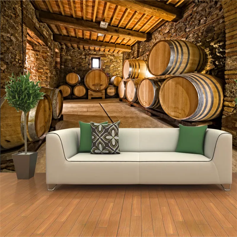 Traditional Wine Cellar Oak Wine Barrels Photo Wallpaper 3D Beer Bar Wine Winery Industrial Decor Background Mural Wall Paper 3D