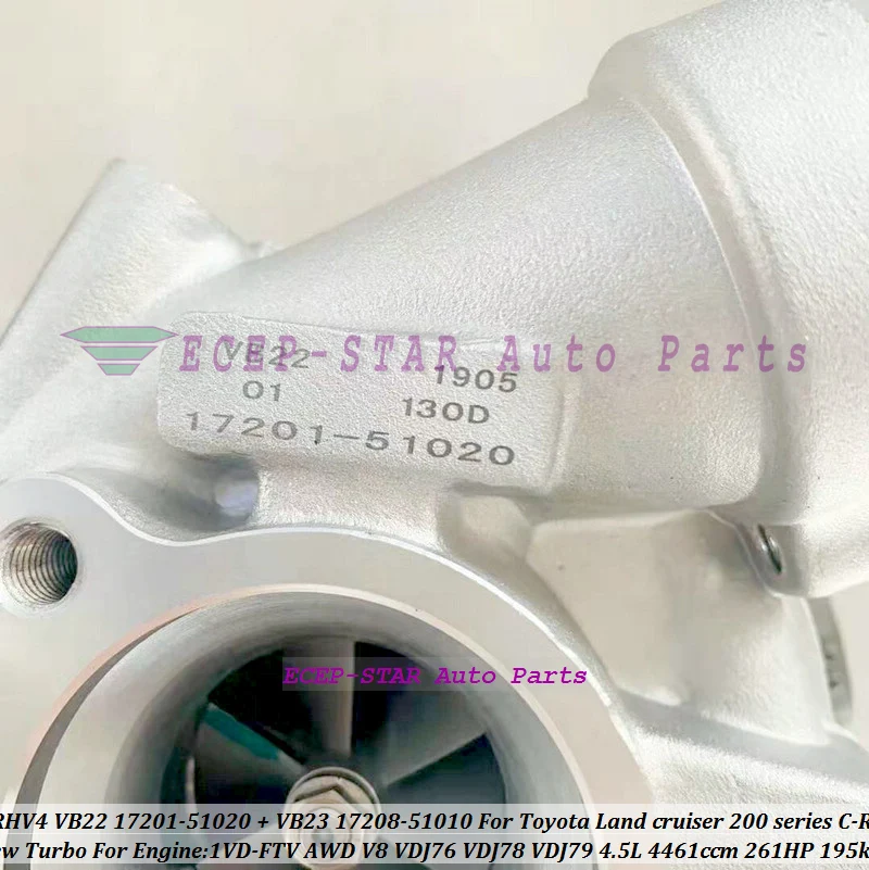 Twin Turbo RHV4 VB22 17201-51020 For TOYOTA Land Cruiser 200 series D-40 V8 1VD 1VD-FTV VDJ76 VDJ78 VDJ79 4.5L VB23 17208-51010