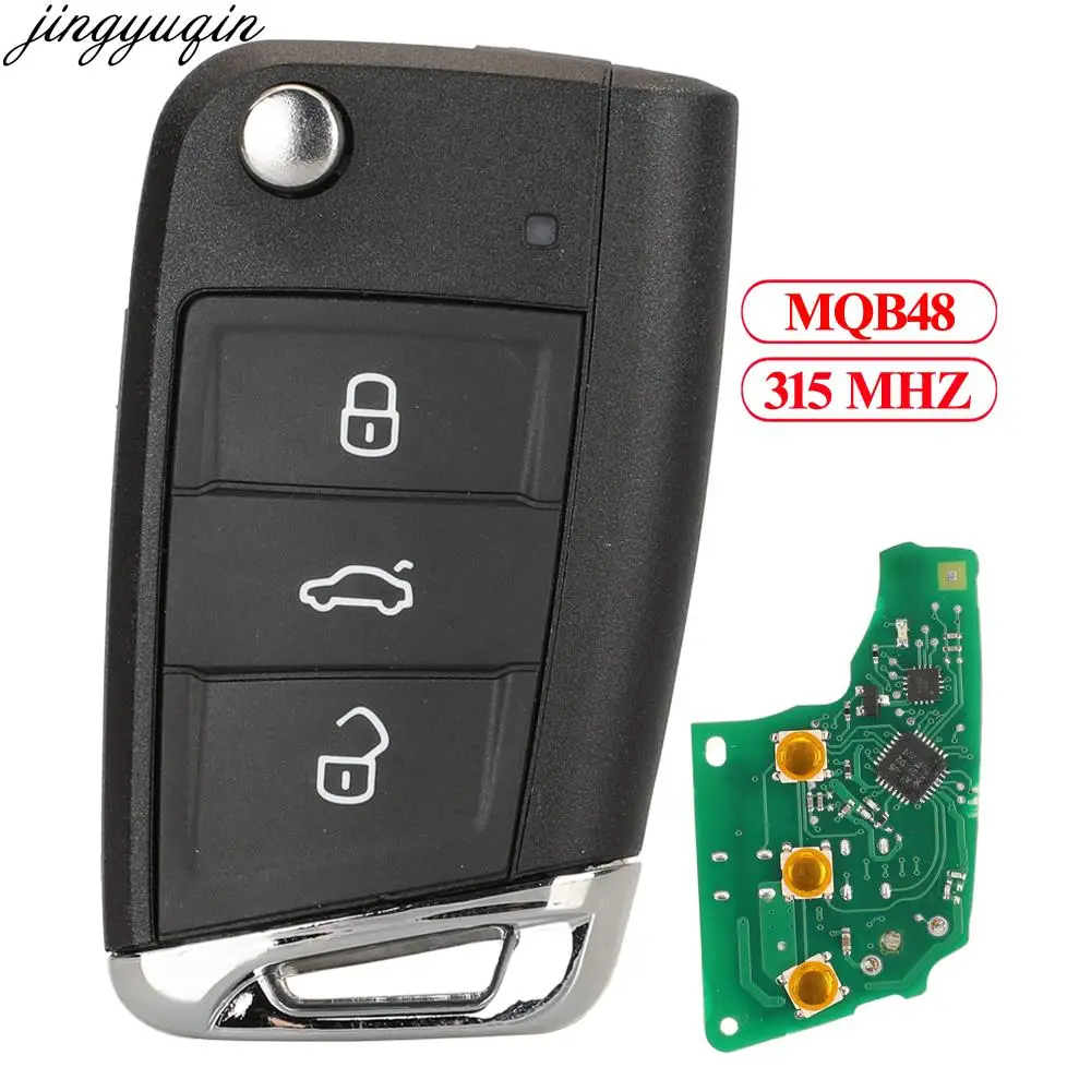 

Jingyuqin Keyless Go Smart Car Key Alarm MQB48 315MHZ For VW TIGUAN POLO CRAFTER 2019+ hu162t hu66 5G6959752AN 753AE/BH