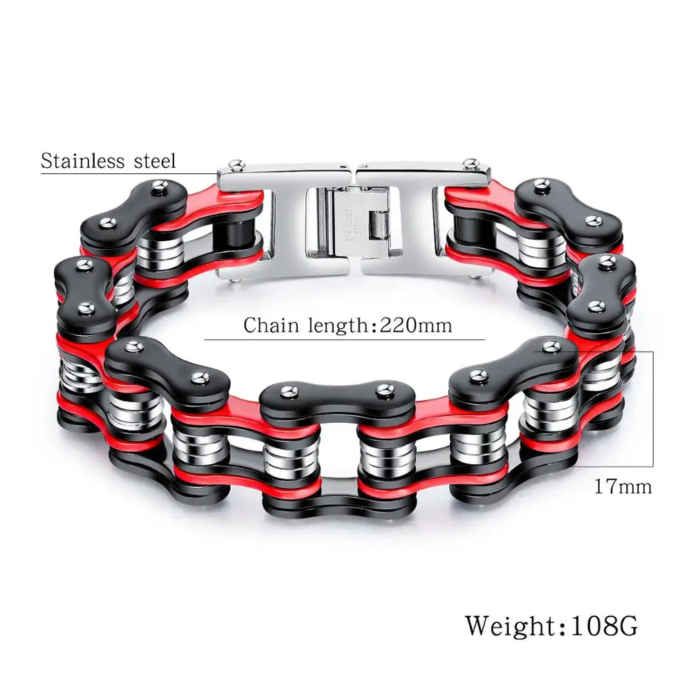 Men Bike Chain Bracelet Stainless Steel Biker Bicycle Motorcycle Link Chain Punk Heavy Jewelry 15mm Wide Dropshiping GS877