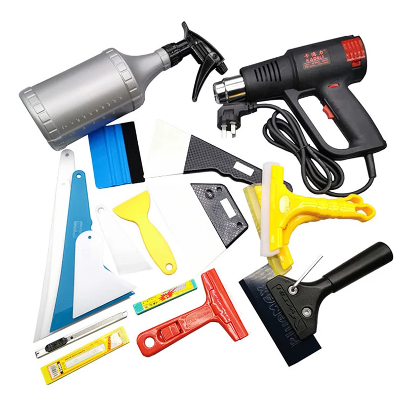 Vinyl Film Car Wrap Tool Kit with 2000W Electric Hot Air Heat Gun Plastic Squeegee Scraper Cutter Knife Tinting Accessories