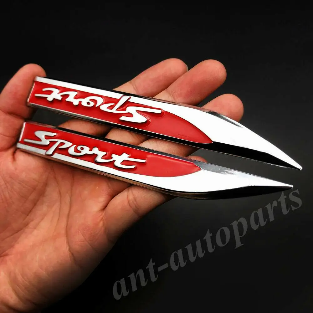 3x Metal Red Sport Car Fender Emblem Skirts Auto Badge Trunk Decals Sticker