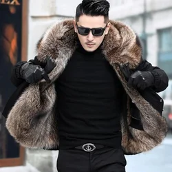 Thicken Men's Winter Coat Thick Parkas Jacket Men Outwear Hooded Male Faux Fur Lined Snow Warm  Casaco Feminino Y123