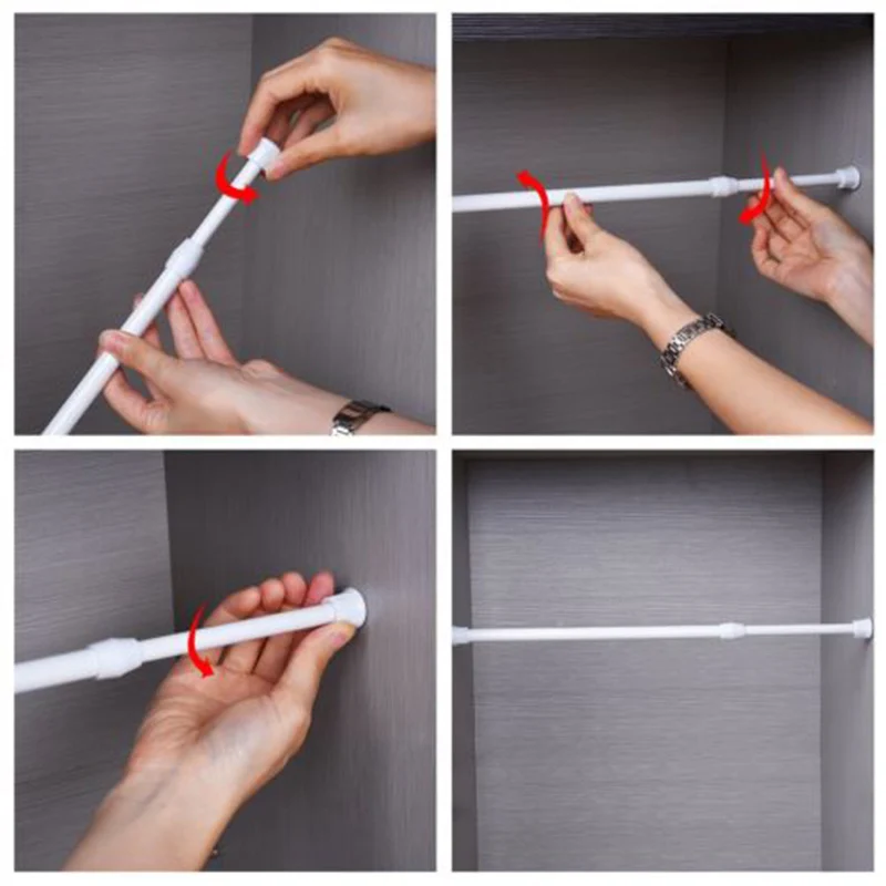 Curtain Rail Pole Rod Telescopic Tension Carbon Steel Extendable For Bathroom Tringle Rideaux Cortinas Roller Crochet Rideau