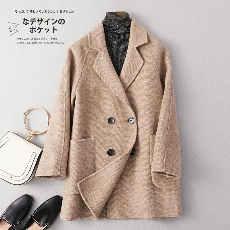 

Elegant Winter Coat Women Abrigo Mujer 2020 Korean Slim 90% Wool Coats Female Ladies Cashmere Woolen Jacket Hiver 1911055