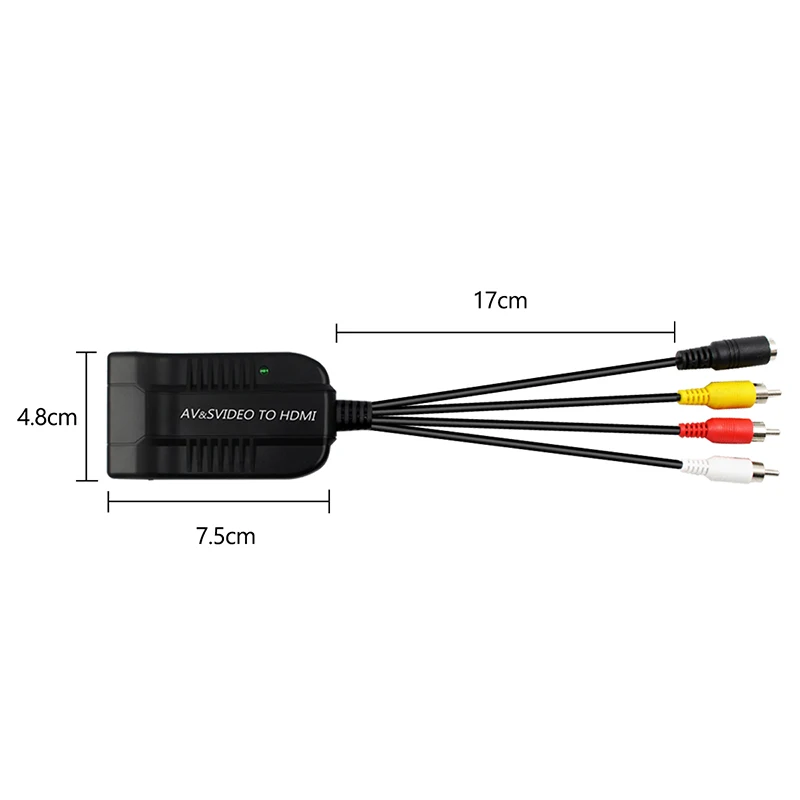 RCA AV S-Video to HDMI-compatible Converter Support 1080P Male AV Composite CVBS RCA R/L Stereo Audio