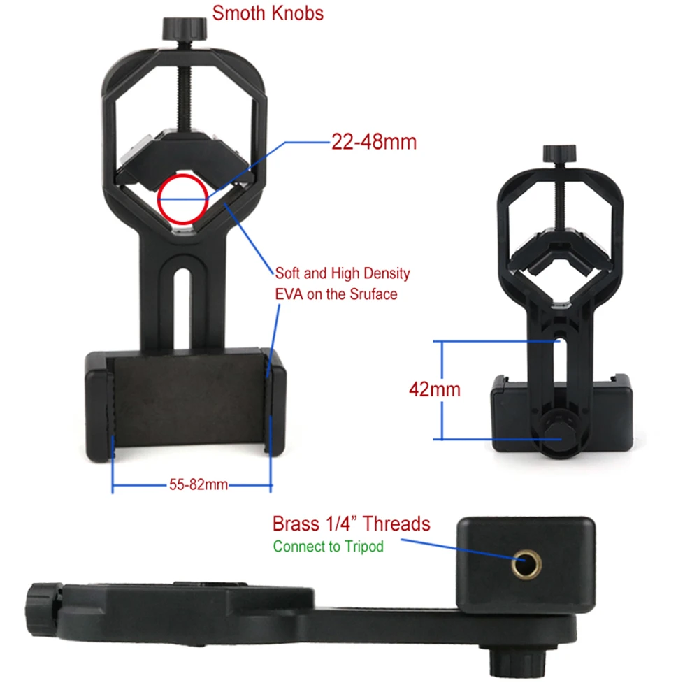 EYSDON Universal Cell Phone Adapter Bracket Mount Compatible with Binocular Monocular Spotting Scope Telescope and Microscope