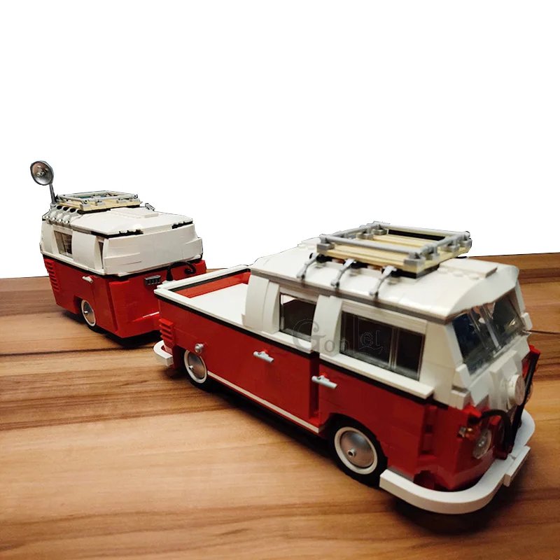 MOC T1 Doka Truck Cars Model Modified from 10220 Camper T1 Caravan Camping Trailer Bus Cars Building Block Kids DIY Toys