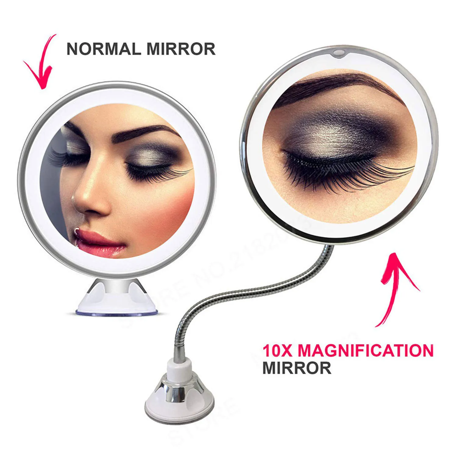 Miroir de maquillage rotatif à 360 degrés, grossissant 10X mon miroir Flexible, miroir de vanité pliant avec lumière LED, outils de maquillage, livraison directe