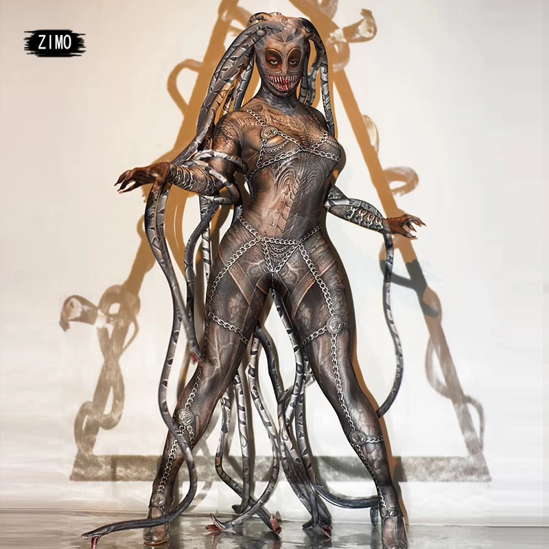 cosplay Halloween horror thriller alien serpentine lifelike jumpsuit stage performance bar concert DJ singer dancer costume rave