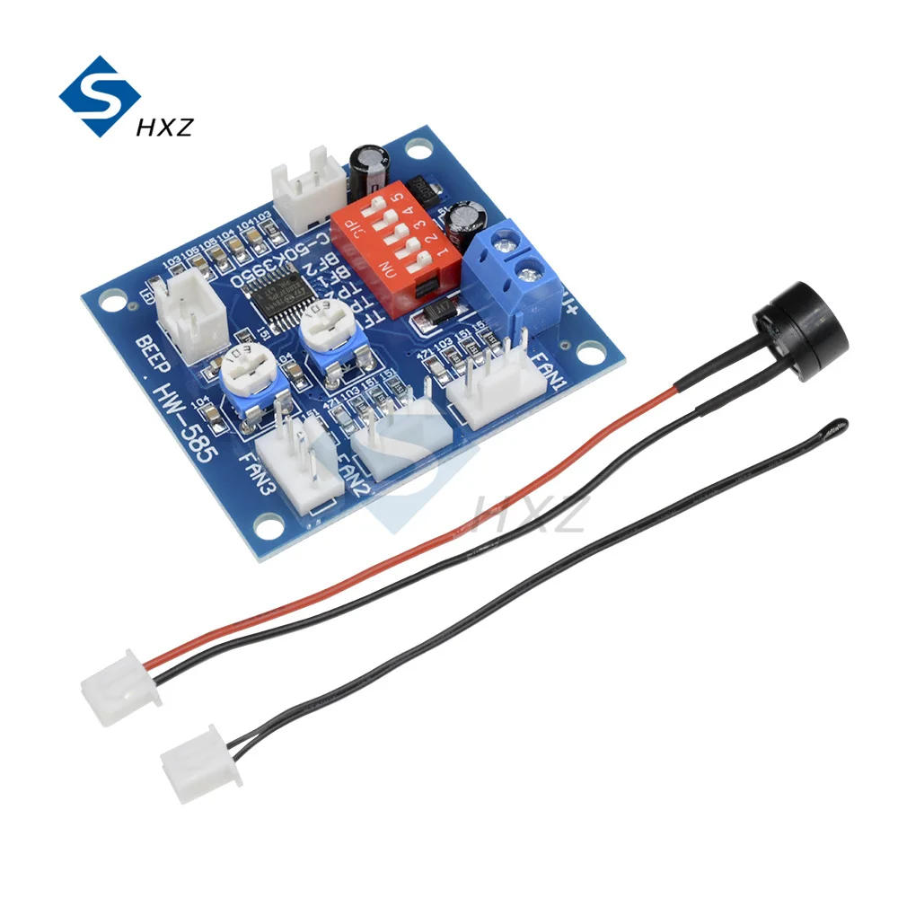 PWM PC CPU DC 12V  Fan Temperature Control Speed Controller Module Temperature Probe Buzzer High-Temp Alarm Speed Control