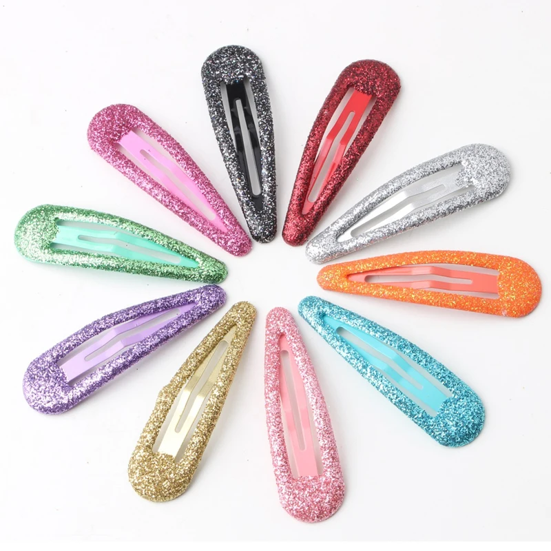 Clipes de cabelo Glitter Snap para mulheres e meninas, Metal Claw Clip, Cute Kids Hairgrip, acessórios de moda, 10 pçs/lote