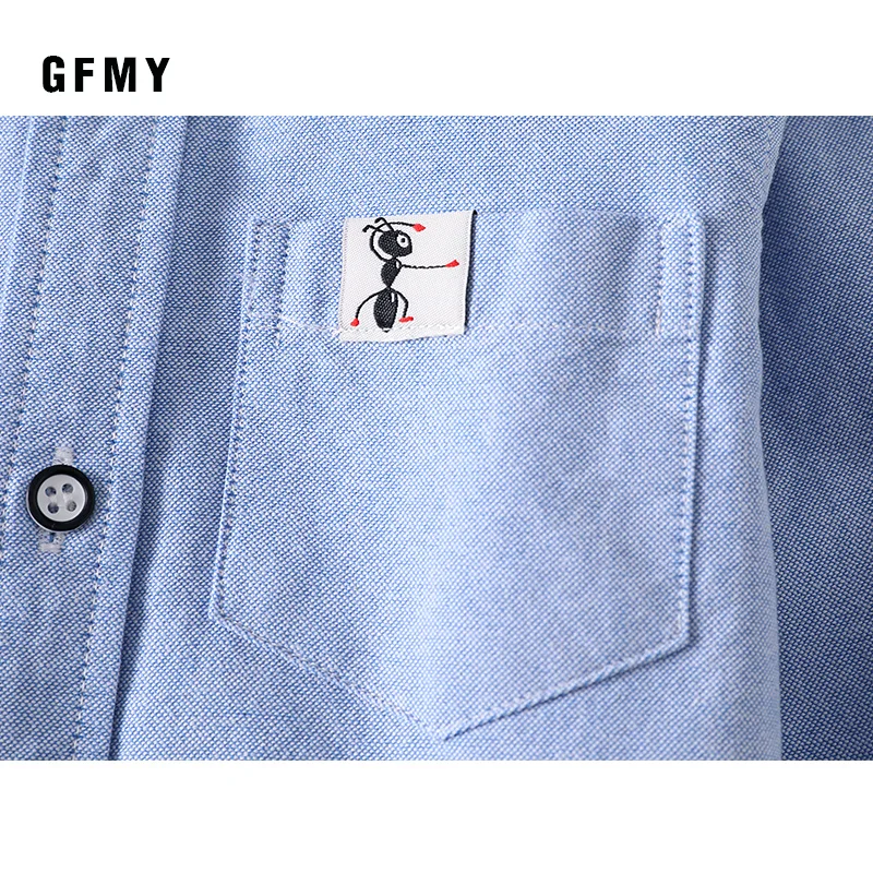 GFMY 2020 Spring 100% Oxford Textile Cotton Full Sleeve Solid Color Blue Boys White Shirt 3T-14T Kid Casual School Clothes 9005