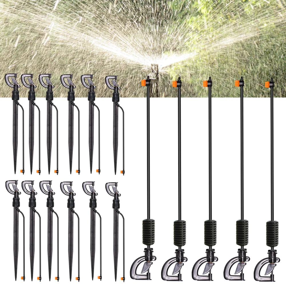 

360 Degree Rotating Sprinkler Disc Type Nozzles w/ Pile Connector for Greenhouse Garden Watering Micro Spray Mist Cooling Nozzle