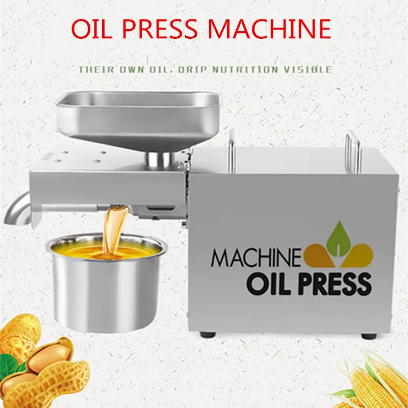 Automatic 500W Oil Press Machine Home Oil Presser Stainless Steel Seed Oil Extractor Small Hot Cold Pressed Oil Machine