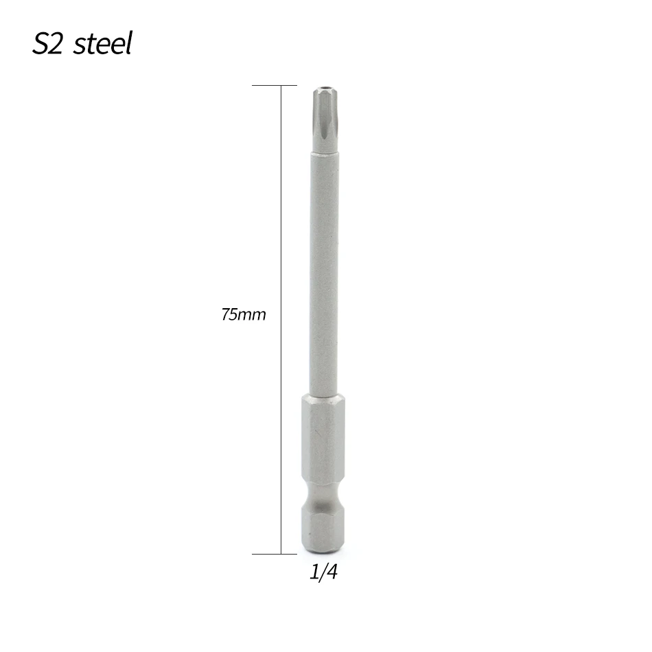 75Mm 1PcsTorx ไขควง S2โลหะผสม1/4 "Hexagon Handle T6-T40คู่มือไขควงไฟฟ้าชุด