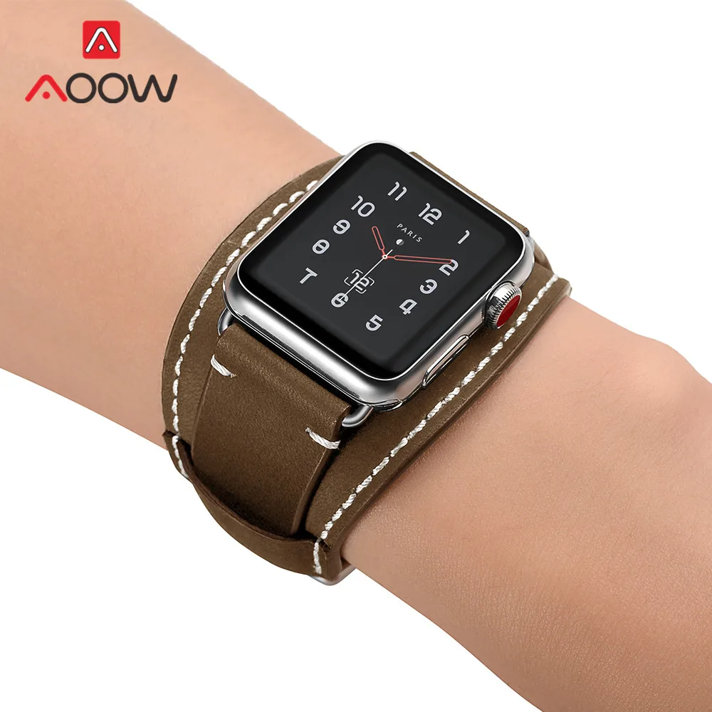 Genuine Leather Strap for Apple Watch iWatch SE 7 6 5 4 3 2 41mm 45mm 38mm 42mm 40mm 44mm Men Crazy Horse Leather Watch Band