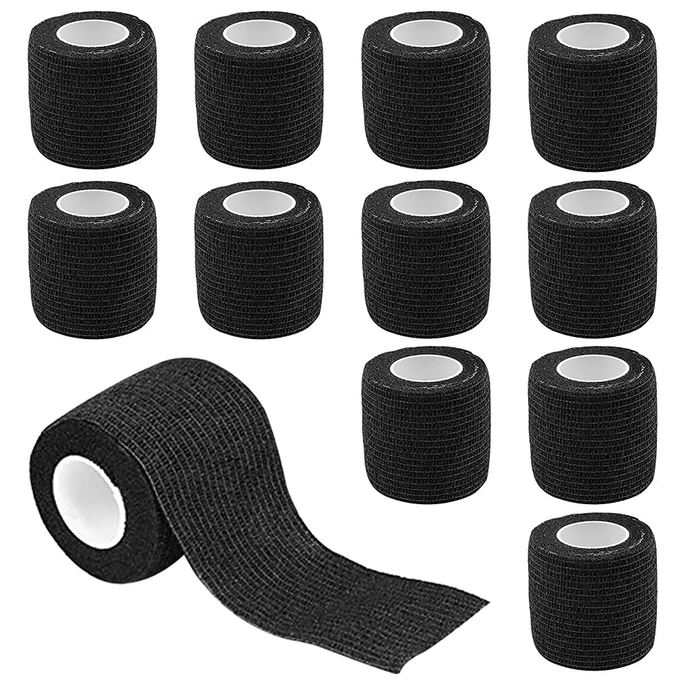 6/12/24/48 PCS Disposable Black Tattoo Grip Cover Wrap Bandage For Tattoo Grip Bandage Machine Tape Tube Accessories