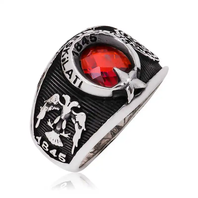 Silver Police Service Men's Ring - 925 Sterling Men's Jewelry Wedding Birthday Gift - Box - - Male - Fashion - Botiva - Size - Turkish - Patterned Embroidery