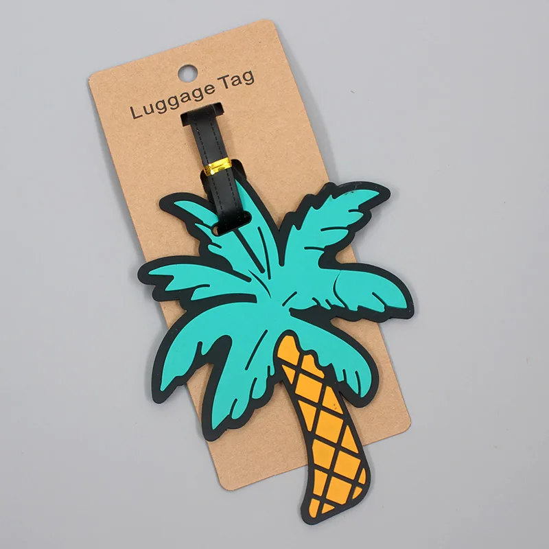 Cute Coconut Tree Sun Travel Accessories Luggage Tag Silica Gel Suitcase ID Addres Holder Baggage Boarding Tag Portable Label