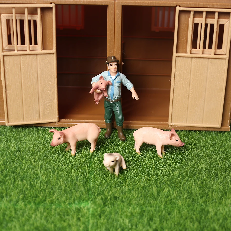 Conjunto de figuras de animais de fazenda para crianças, modelo educacional do javali, cerca com celeiro, cerca, fpr, brinquedo, presente, fpr