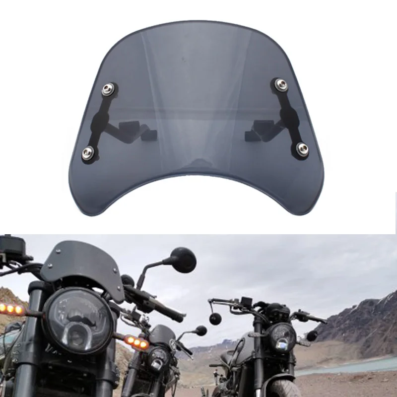 

Motorcycle Headlamp Protector Front Windshield Windscreen Wind Deflector+Bracket for Benelli Leoncino 500 Smoke Lens ABS Plastic