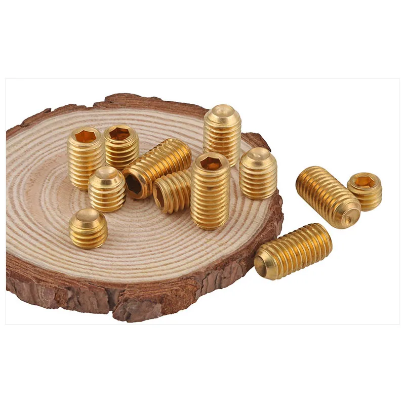 M2 M2.5 M3 M4 M5 M6 M8 M10 M12 Brass Hexagon Socket Concave end Set Screws With Cup Point Grub Headless Socket Head Screw Bolts