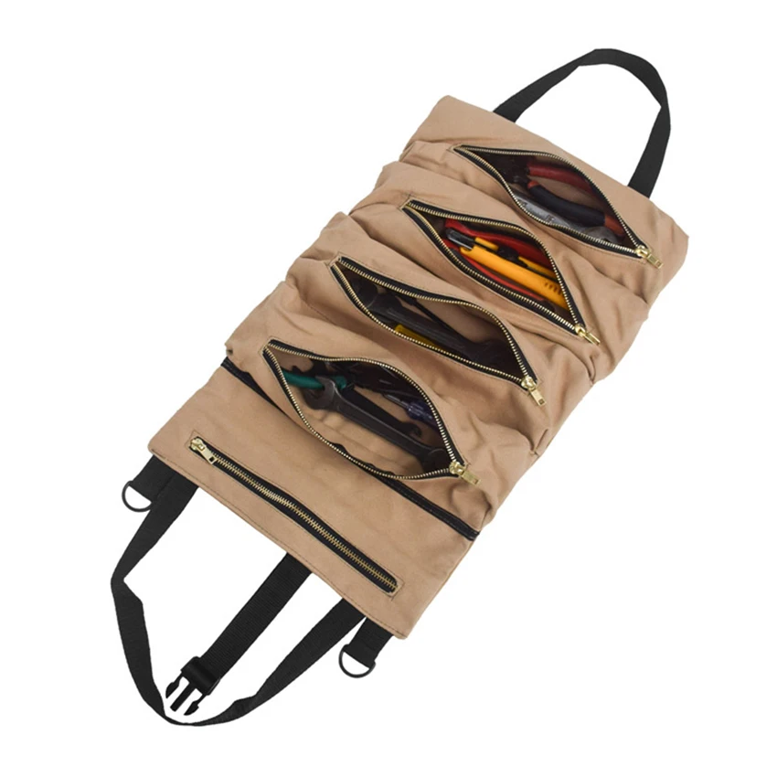 Portautensili multiuso con cerniera appesa, borsa portautensili, arrotolabile, borsa Tote, stoccaggio, lavorazione del legno, martello, chiave inglese, cacciavite, borsa Organizer