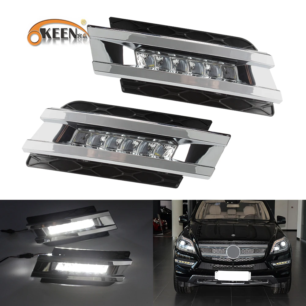 

OKEEN 2pcs Car LED Daytime Running Light For Mercedes Benz GL320 GL350 GL420 GL450 GL550 2006 2007 2008 2009 White DRL Fog Lamps