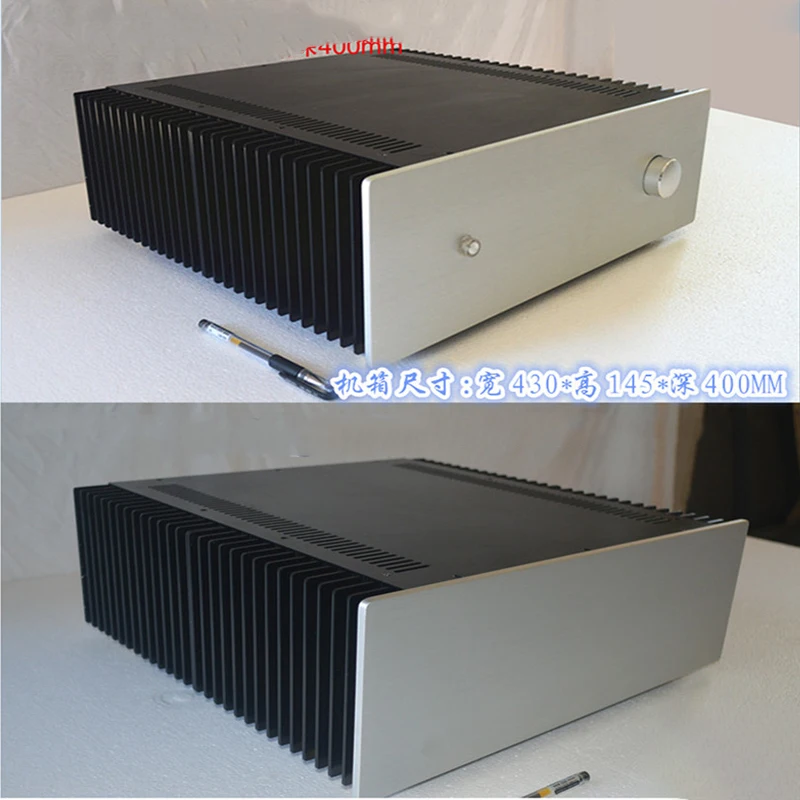 KYYSLB 430*145*406MM QL43145 Plus Large Amplifier Chassis Class A DIY Enclosure Assembled Amplifier Case Shell with Heat Sink