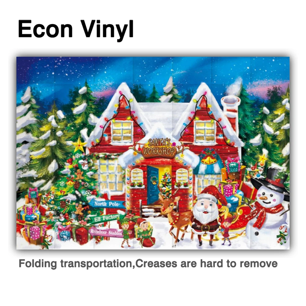 Allenjoy Kertas Dinding Fotografi Dingin Malam Musim Dingin Manusia Salju Pohon Bengkel Santa Latar Belakang Rumah Natal