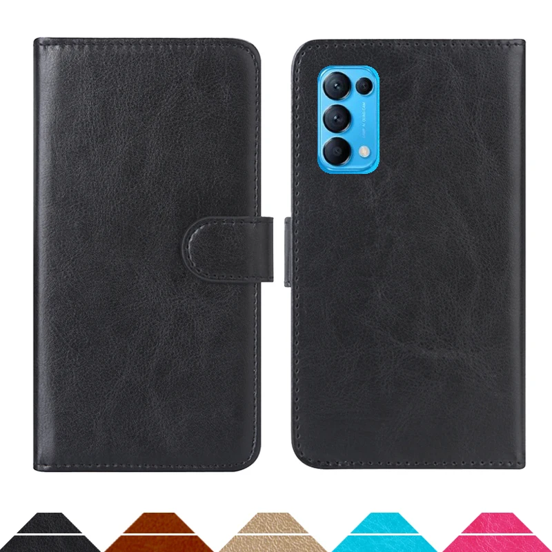 Luxury Wallet Case For OPPO Reno5 5G PU Leather Retro Flip Cover Magnetic Fashion Cases Strap