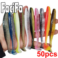50pcs Soft Lure Silicone Bait Shad Wobbler Fishing lure Sea Worm Swimbait Streamer Silicone Lure spinnerbait Fishing accessories