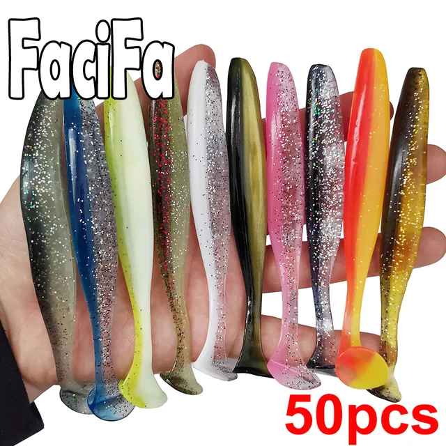 50 sztuk miękka przynęta silikonowa przynęta Shad Wobbler przynęta wędkarska robak morski Swimbait Streamer silikonowa przynęta spinnerbait akcesoria wędkarskie