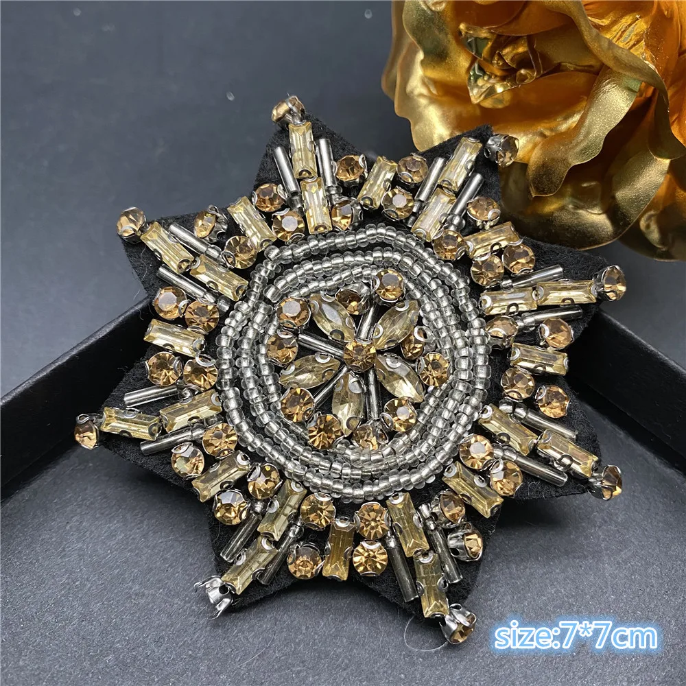 3D Handmade Rhineston beaded STAR geometry Patches patch for clothing beading Applique cool patch