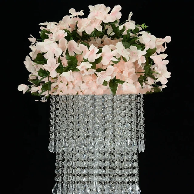 12pcs 110cm tall)Wedding Decoration Centerpiece Sliver Wedding Table Flower Stand Center Pieces with The Acrylic Bead Strands