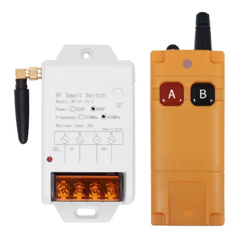 

3000W RF Wireless AC 220V 380V Remote Control Switch 1CH 30A Receiver Industrial Transmitter forwater pump lighting universal