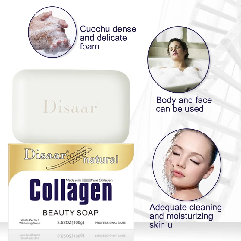 5pcs Natural Collagen Facial Soap Double Whitening Made With 100% Pure Collagen Protein Soap Anti-Aging Moisturizer Oil Control