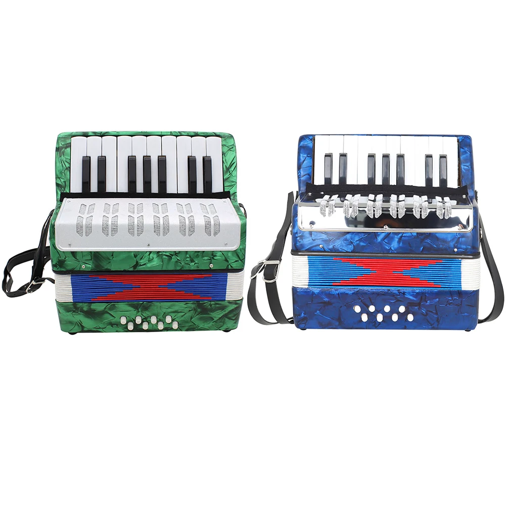 17-Key 8 Bass Small Celluloid Accordion Mini Rhythm Band Toys Educational Musical Instrument Toy for Children Beginner Gifts
